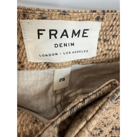 FRAME Le Crop High Waist Mini Boot Snake Print Jeans Vanilla Multi Denim 28 - Picture 6 of 13